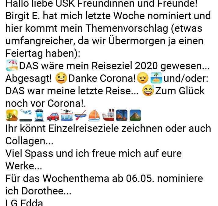 Uskdo Donnerstag: “Reisen”