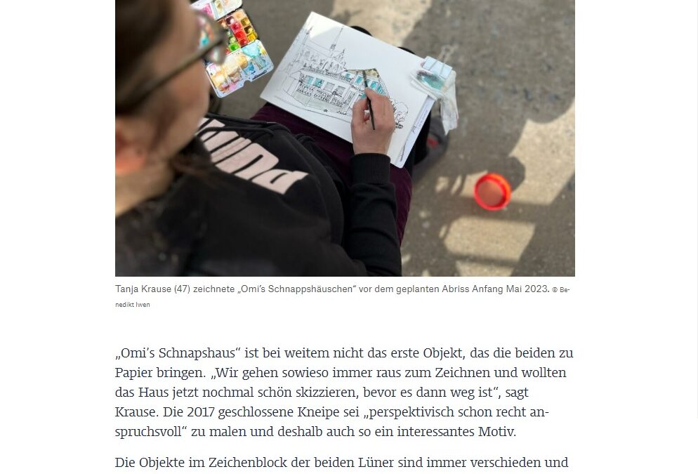 Zeitungsartikel Urban Sketching in Lünen